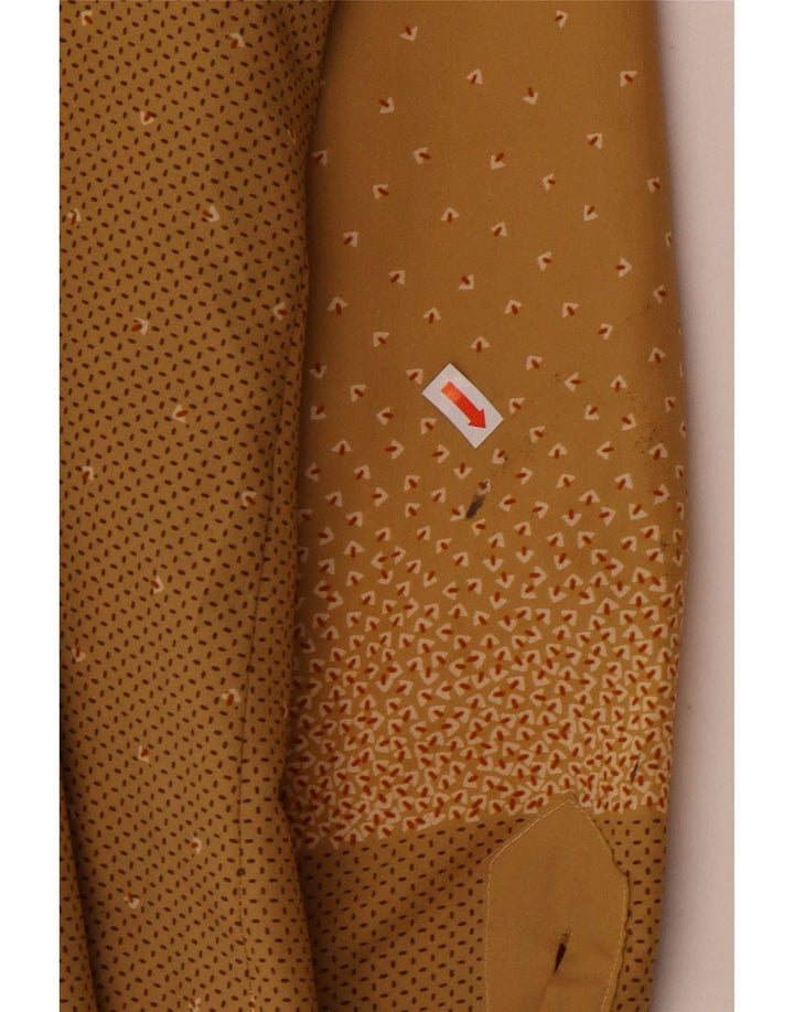 Camicetta da donna vintage UK 14 Poliestere geometrico marrone grande