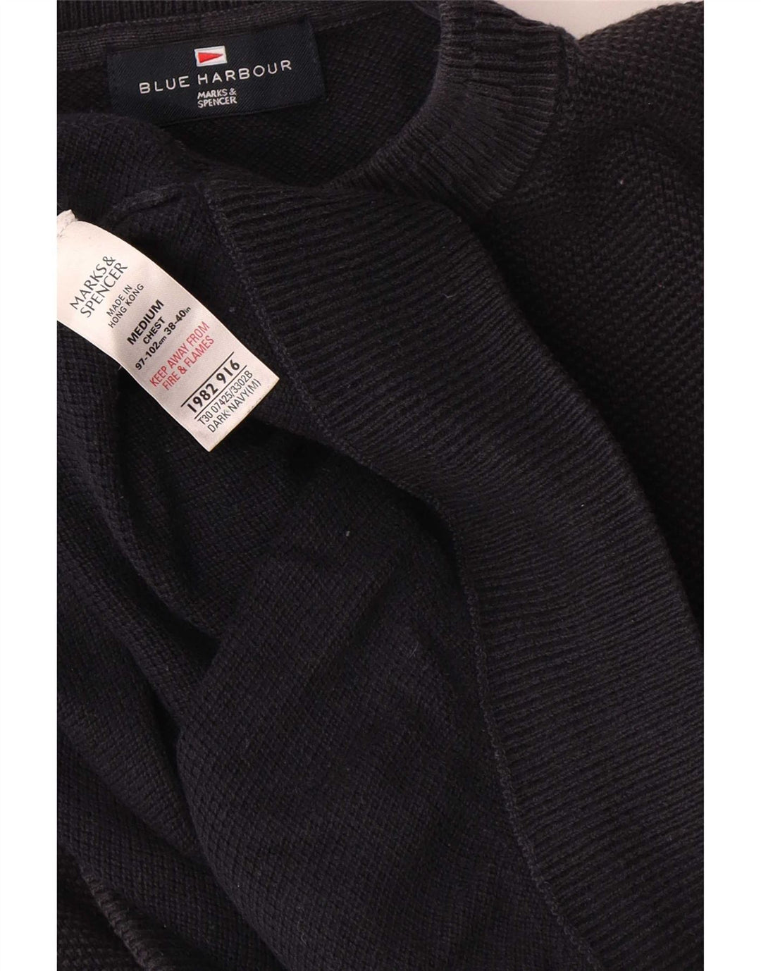 Maglione maglione girocollo da uomo Marks & Spencer blu Harbour blu navy medio