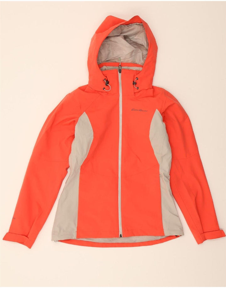 EDDIE BAUER Womens Hooded Rain Jacket UK 6 XS Pink Colourblock Polyester Vintage Eddie Bauer and Second-Hand Eddie Bauer from Messina Hembry 
