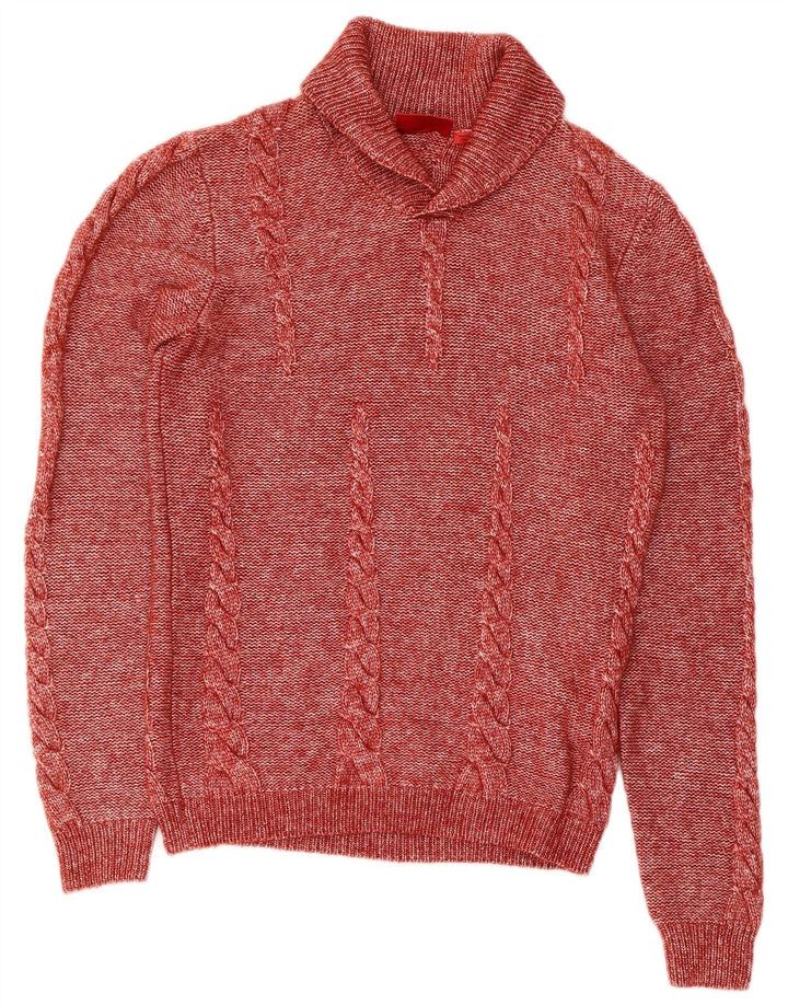 Hugo Boss Maglione da uomo con collo a scialle piccolo modale screziato rosso