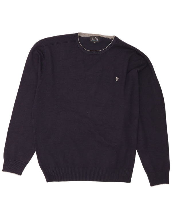 Maglione da uomo girocollo Coveri 3XL in viscosa blu navy