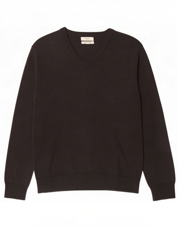 Maglione da uomo con scollo a V Marks & Spencer XL in cotone grigio
