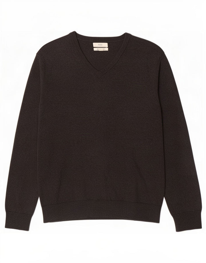 Maglione da uomo con scollo a V Marks & Spencer XL in cotone grigio