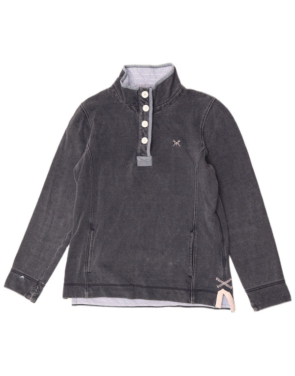Crew Clothing Felpa da donna con collo abbottonato Maglione UK 10 Small Blu navy