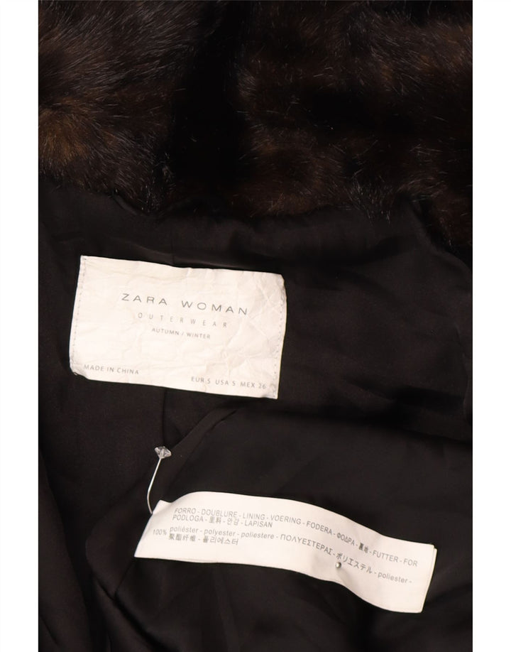 Soprabito oversize da donna in pelliccia sintetica Zara UK 10 piccolo marrone poliestere invernale