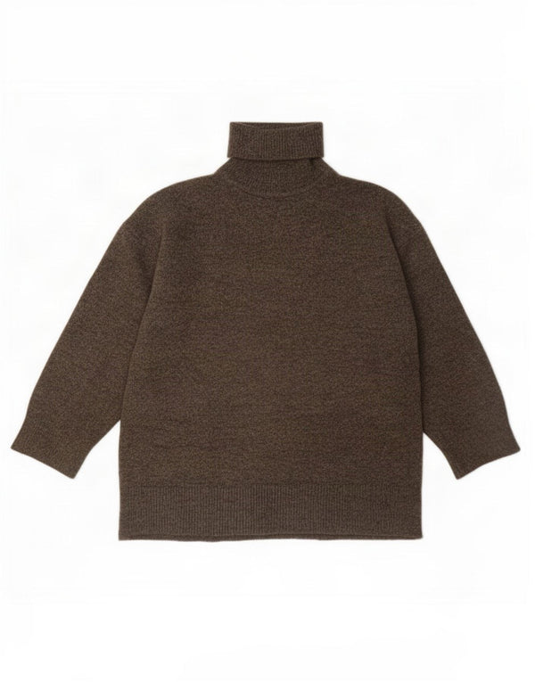 Maglione maglione oversize con collo alto da donna Zara UK 10 piccolo acrilico marrone