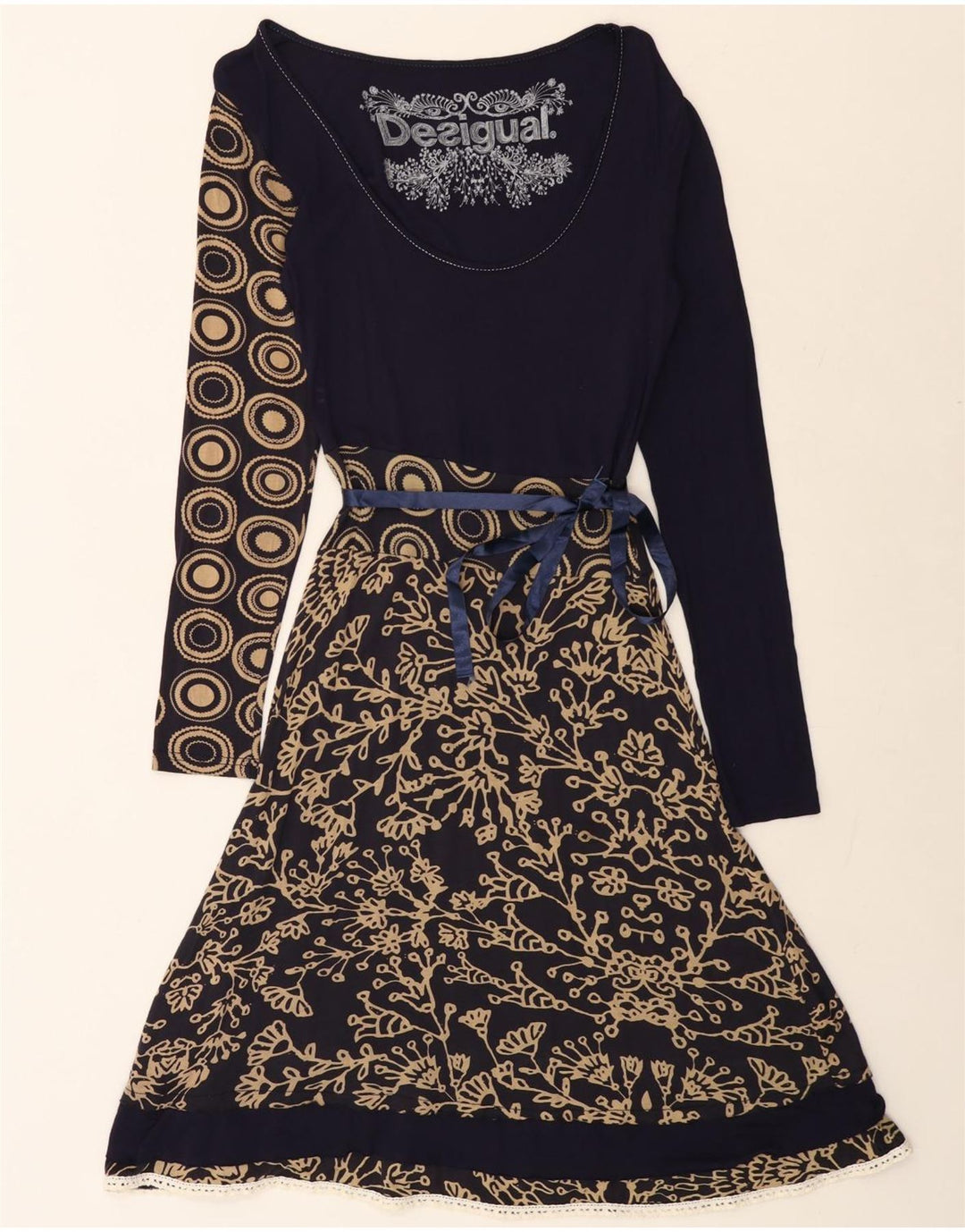 DESIGUAL Abito da donna a linea A con grafica UK 12 Medio Blu navy floreale