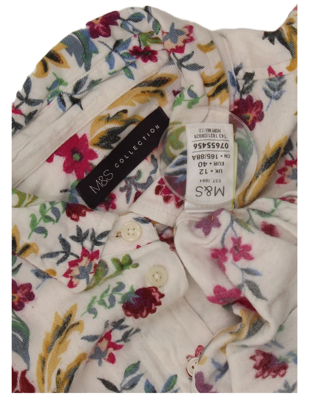 Camicia da donna Marks & Spencer UK 12 Viscosa floreale bianca media