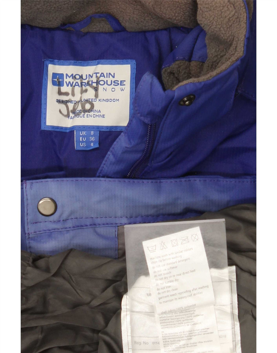 Giacca da sci con cappuccio da donna Mountain Warehouse UK 8 Small Blu Colourblock