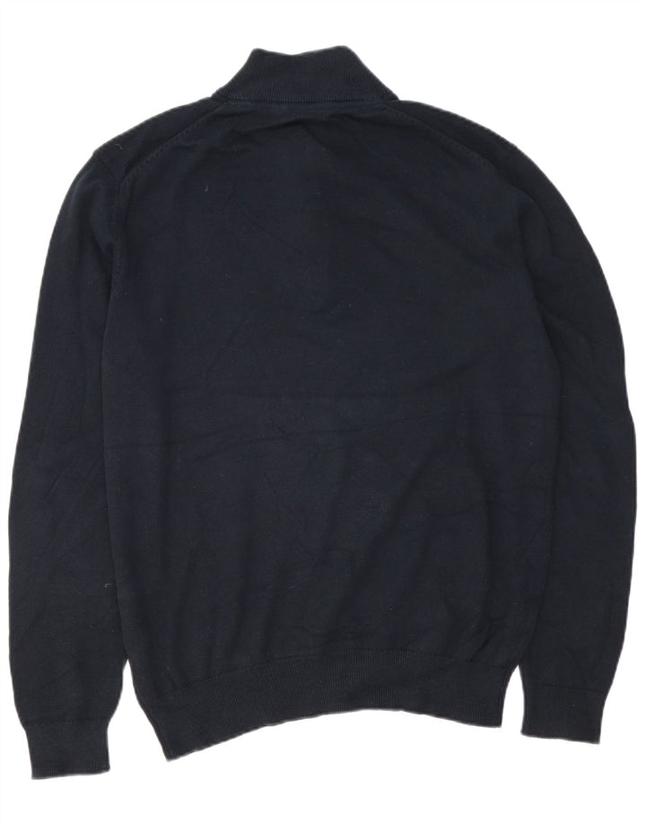 Crew Clothing Maglione da uomo con zip e collo grande in cotone blu navy