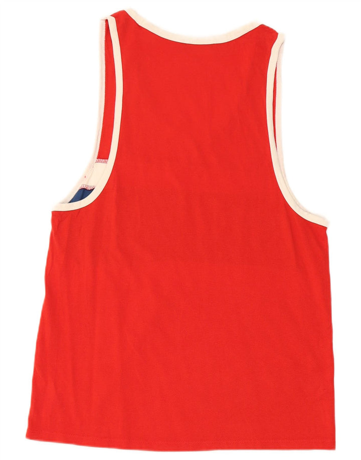 BENETTON Canottiera grafica da uomo XS in cotone color block rosso