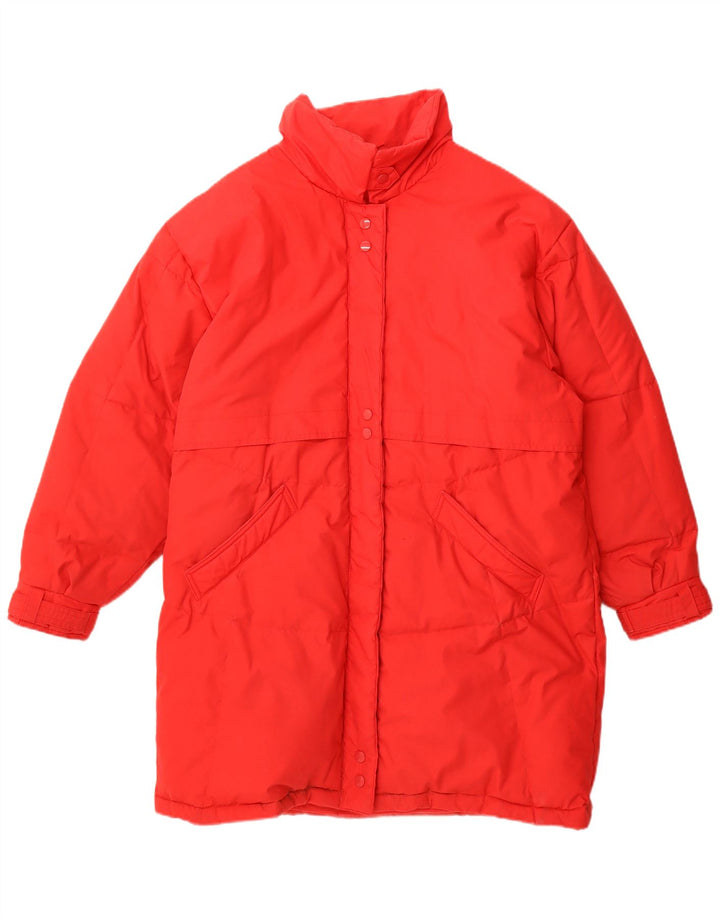 Cappotto imbottito oversize da donna vintage EU 36/38 piccolo poliestere rosso