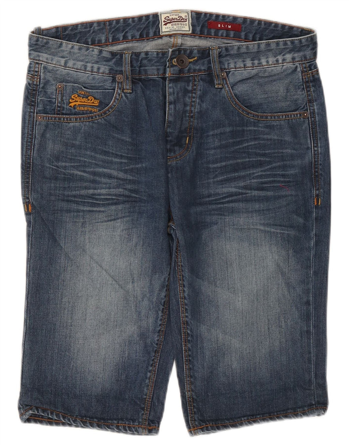 Pantaloncini di jeans slim da uomo Superdry W30 cotone blu medio