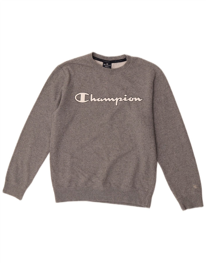 Felpa oversize con grafica da donna Champion, maglione UK 10 piccolo grigio