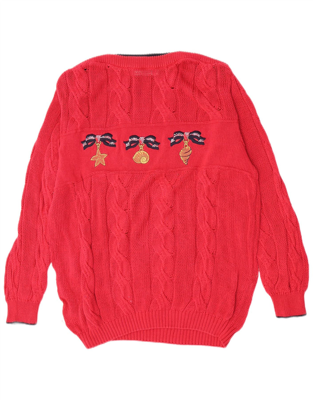 Maglione da donna con scollo a barca con grafica St. Germain IT 46 grande rosso classico