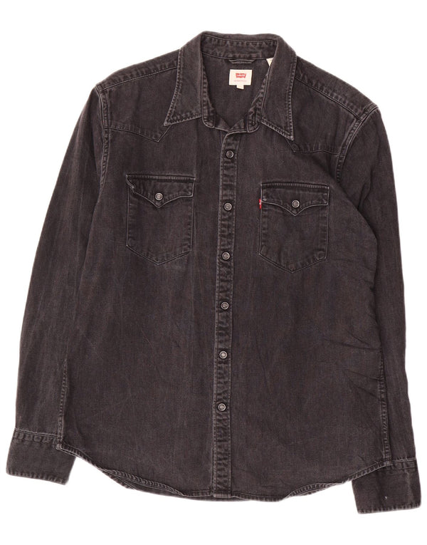 LEVI'S Camicia di jeans da uomo grande in cotone grigio