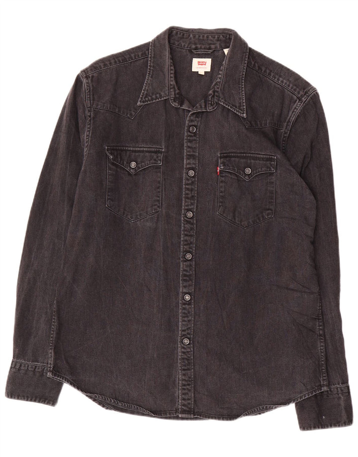 LEVI'S Camicia di jeans da uomo grande in cotone grigio
