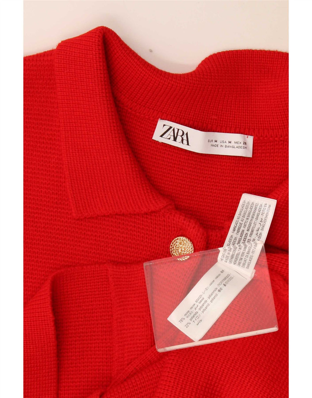 Maglione cardigan da donna Zara UK 14 viscosa rossa media