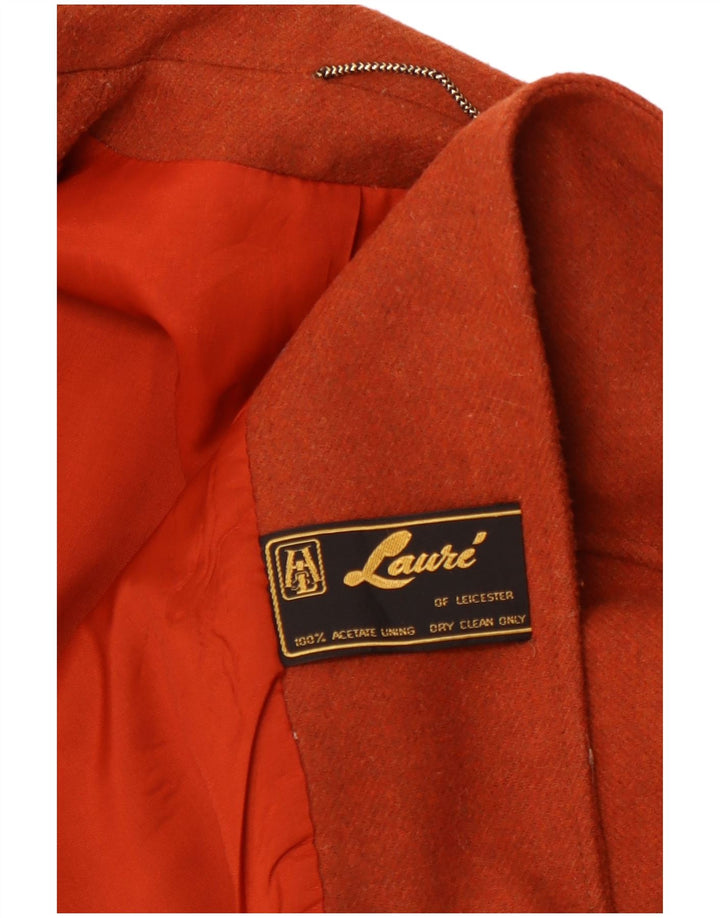 Giacca blazer da donna a 1 bottone VINTAGE UK 14 acetato arancione medio