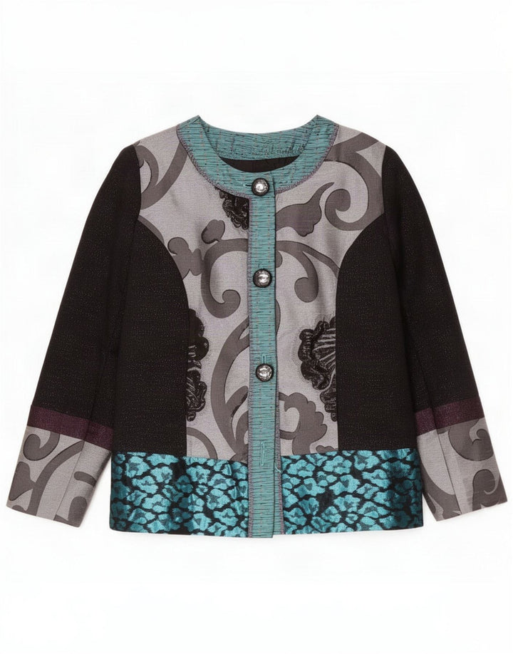 Giacca blazer vintage da donna UK 14 Medium multicolore Colourblock