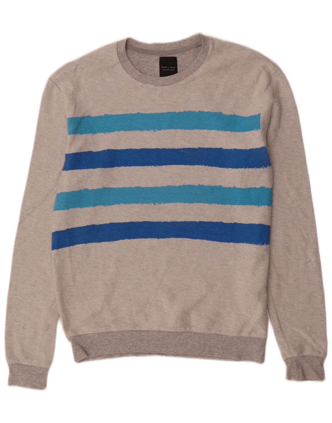 Felpa Zara Da Uomo Maglione Grigio Medio A Righe