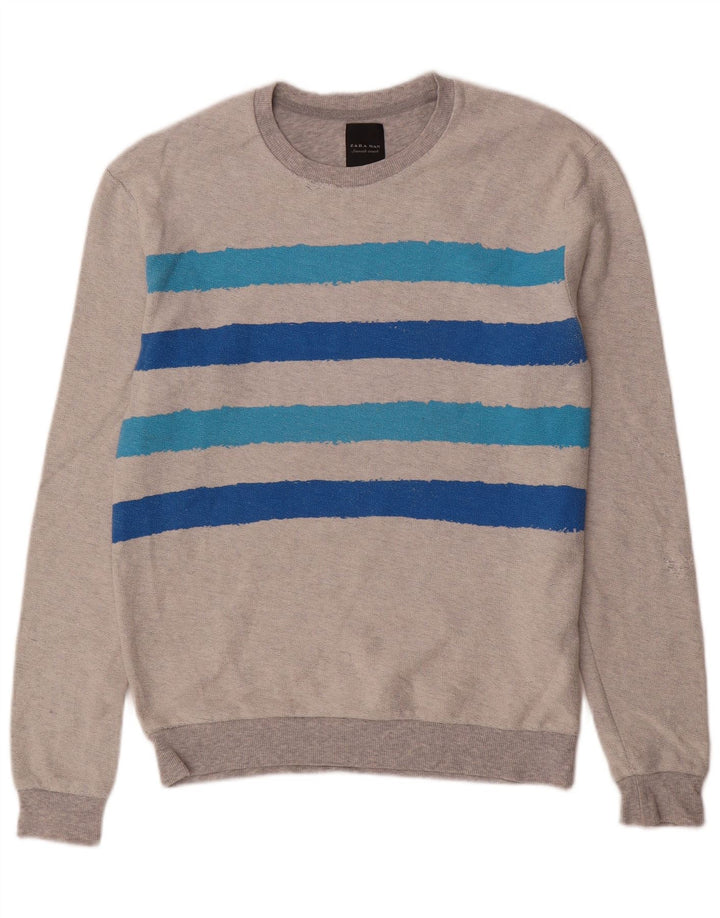 Felpa Zara Da Uomo Maglione Grigio Medio A Righe