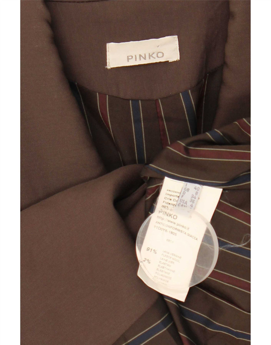 Giacca blazer da donna a 1 bottone Pinko UK 8 piccola in lana marrone