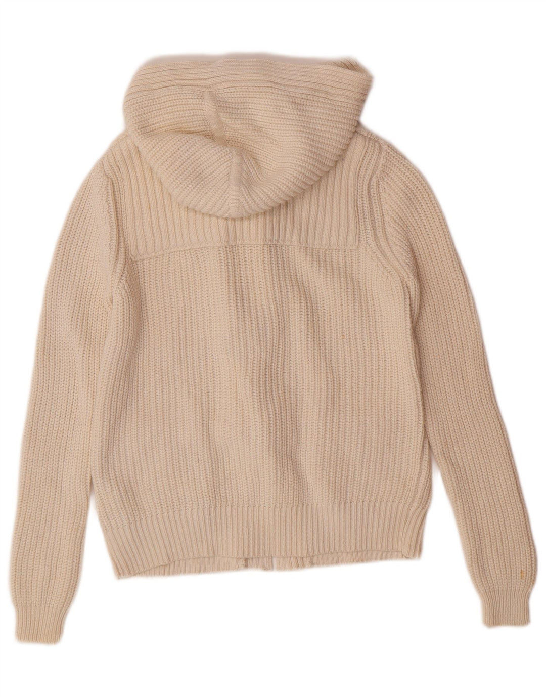MASSIMO DUTTI Maglione cardigan con cappuccio da donna UK 6 XS Cotone beige