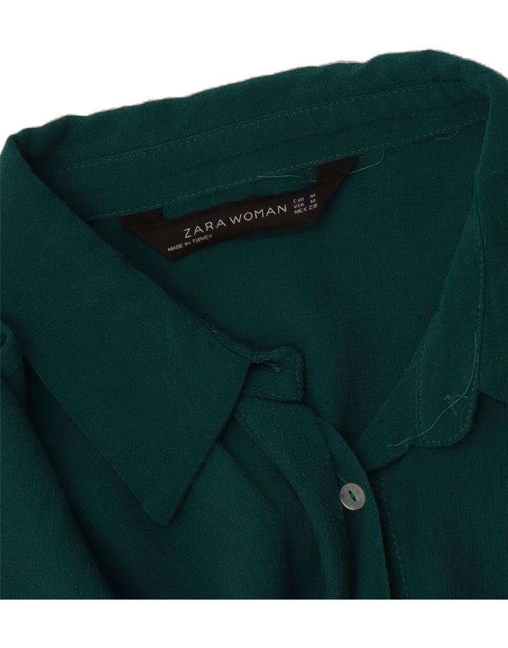 ZARA Womens Short Sleeve Shirt Blouse UK 14 Medium Green Vintage Zara and Second-Hand Zara from Messina Hembry 