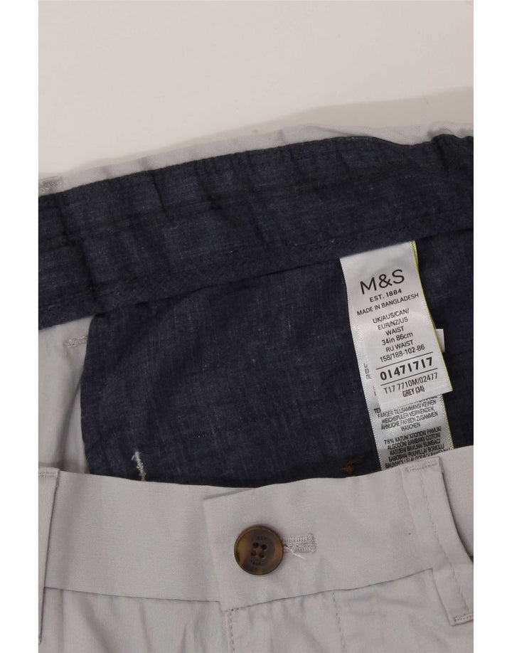 Pantaloncini chino da uomo Marks & Spencer W34 grandi in cotone grigio