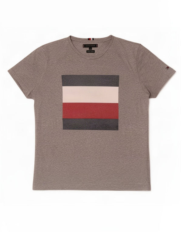 T-shirt grafica da uomo Tommy Hilfiger Top in cotone grigio medio
