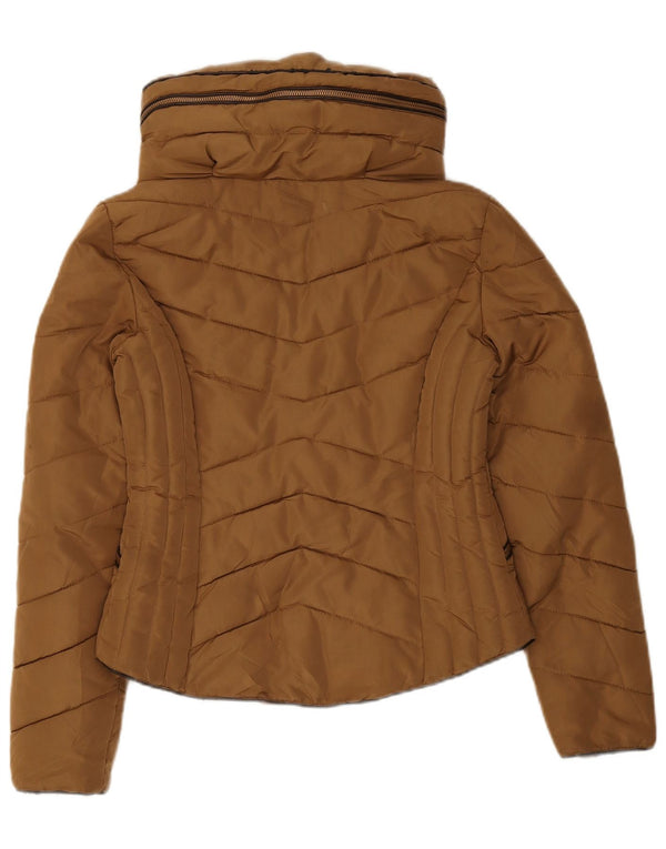 Giacca imbottita da donna Zara UK 12 Poliestere marrone medio