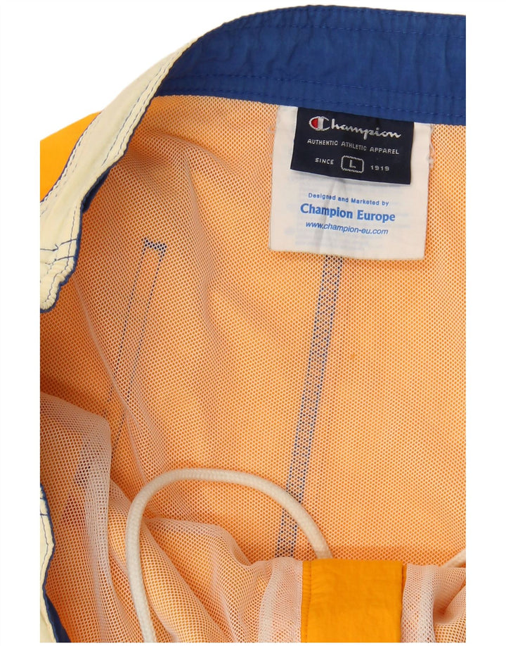 Pantaloncini da bagno grafici da uomo Champion Large in poliammide color block giallo