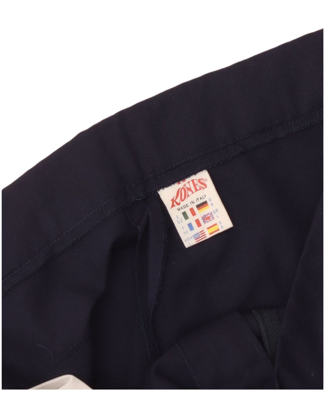 Pantaloncini chino vintage da uomo grandi W36 in poliestere blu navy