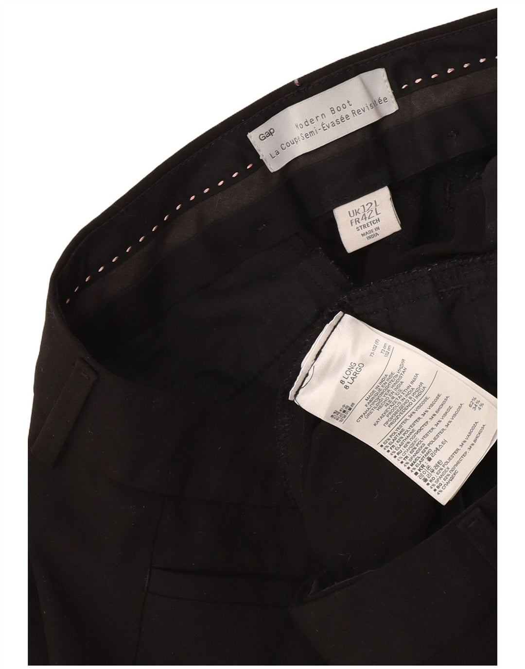 Pantaloni da abito moderni bootcut da donna Gap UK 12 medi W34 L34 neri