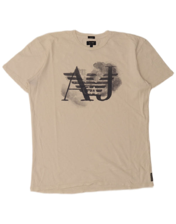 Armani Jeans T-shirt grafica da uomo con vestibilità regolare, taglia grande, bianca