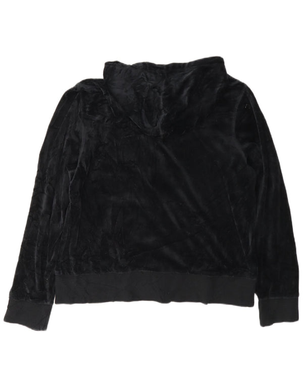 Maglione con cappuccio e zip in velluto da donna Calvin Klein UK 18 XL cotone nero