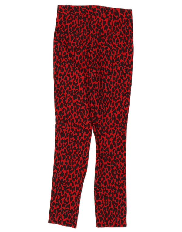Pantaloni casual slim da donna Zara XS W24 L26 viscosa stampa animalier rossa