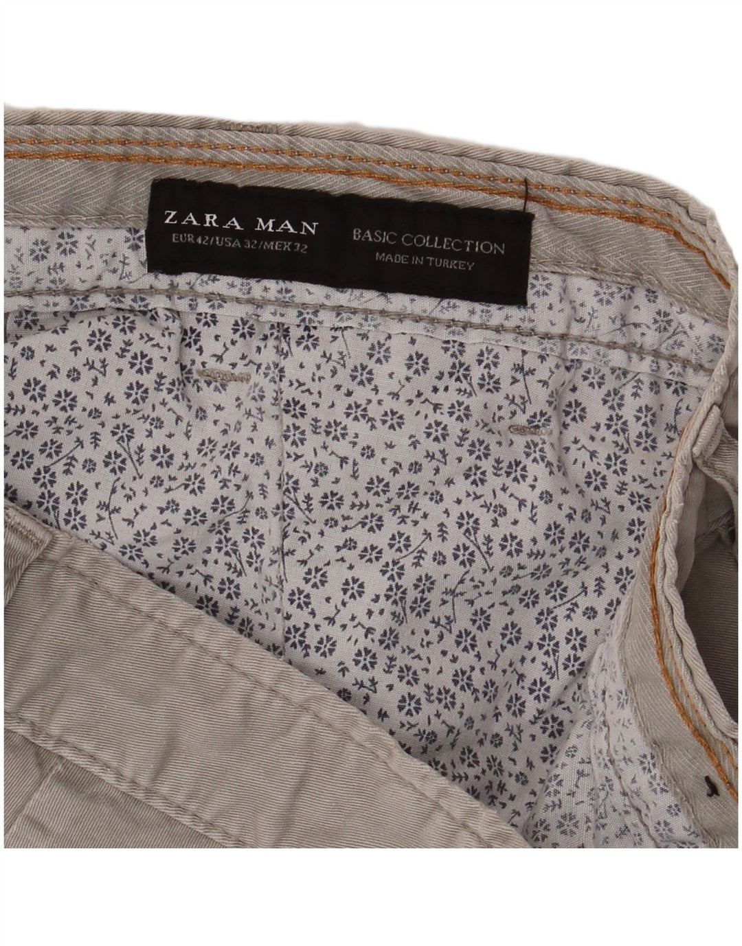 Pantaloncini chino da uomo Zara EU 42 Large W32 Grigi