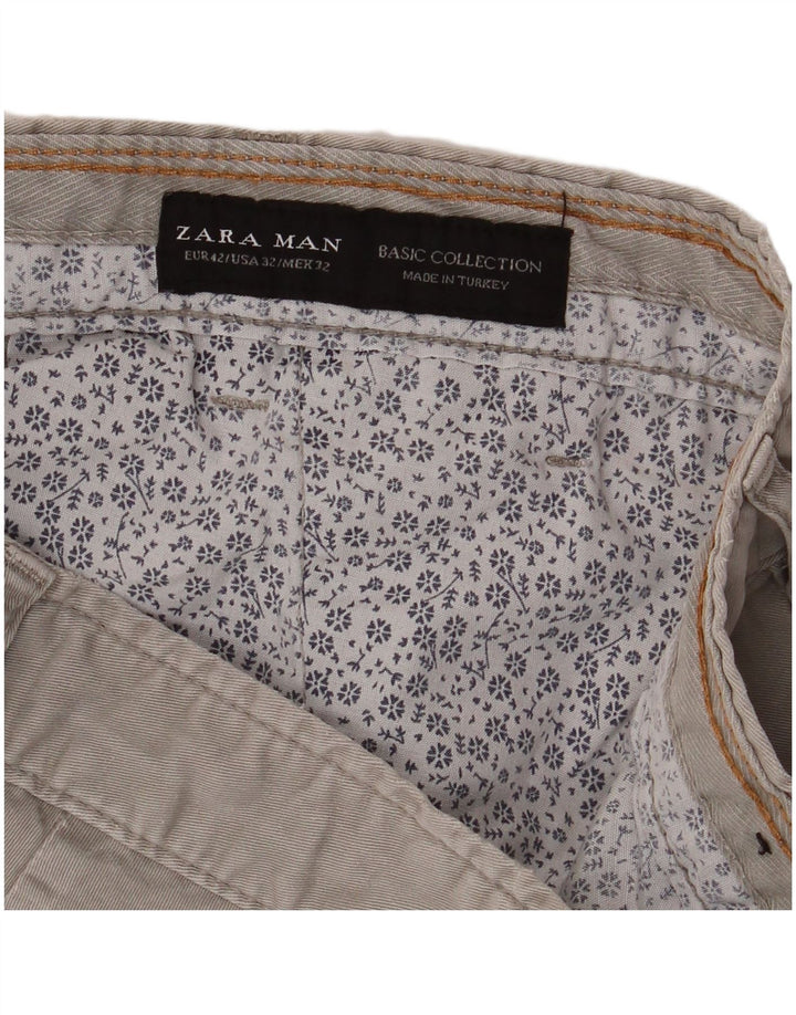 Pantaloncini chino da uomo Zara EU 42 Large W32 Grigi