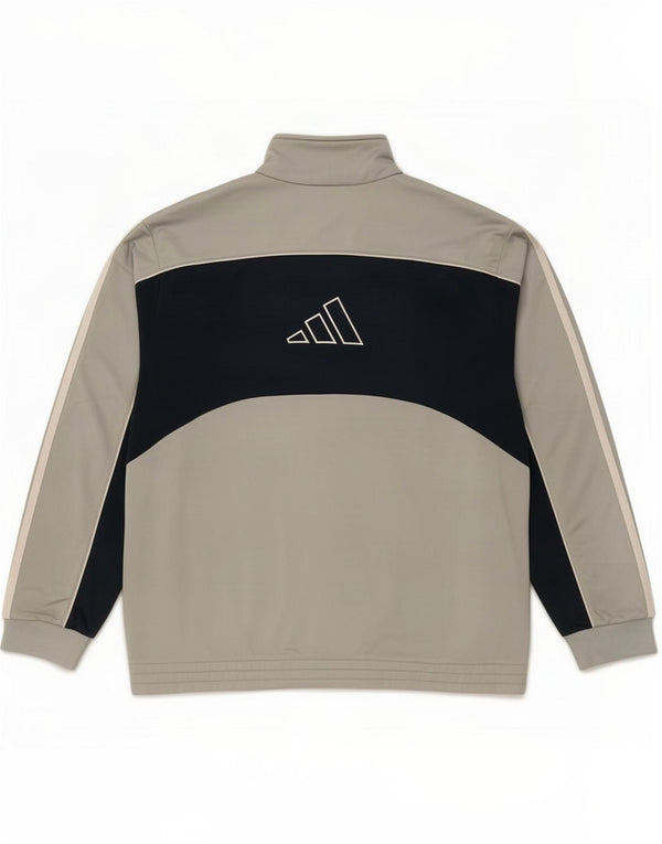 Adidas Mens Tracksuit Top Jacket UK 42/44 Large Grey Colourblock Polyester