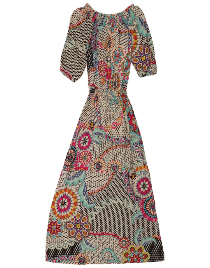 Desigual Abito lungo da donna con maniche a 3/4 EU 40 Medio Floreale multicolore