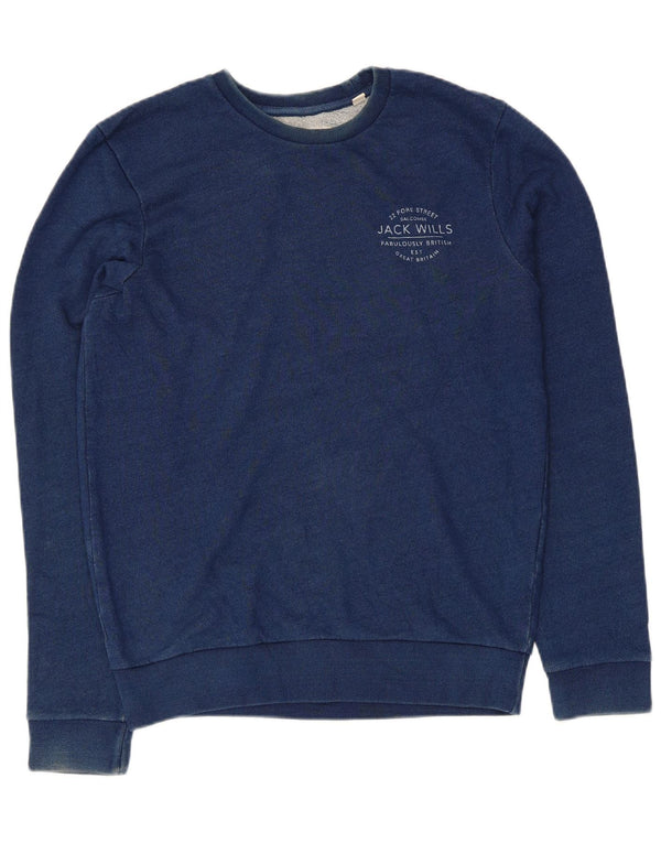 JACK WILLS Felpa da uomo Maglione piccolo cotone blu