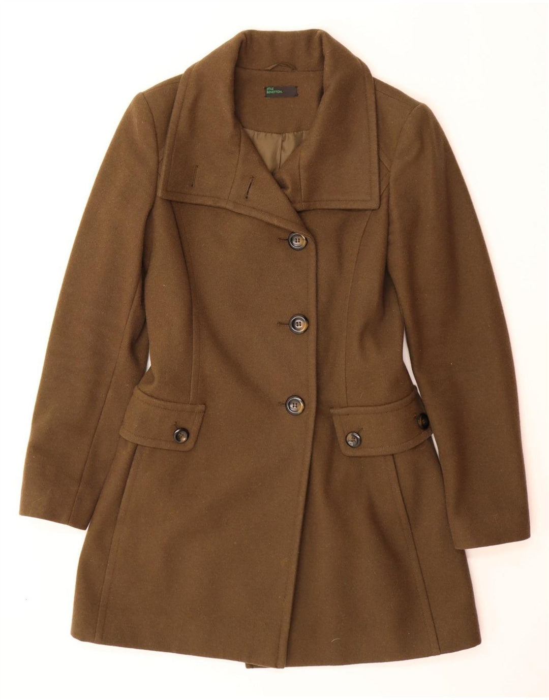 Cappotto da donna BENETTON UK 8 piccolo in lana marrone