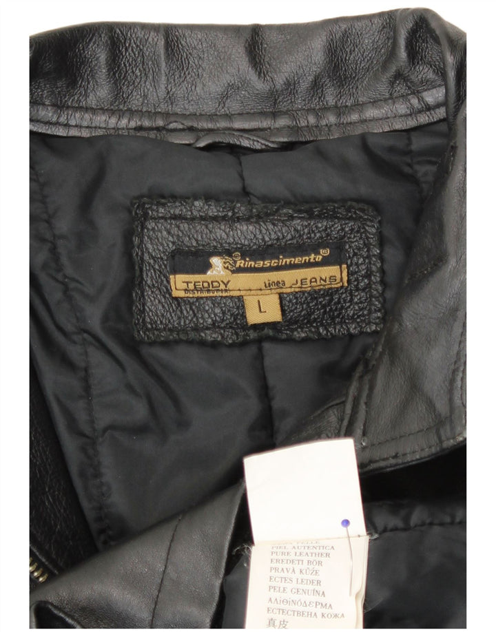 Giacca in pelle vintage da donna UK 16 grande in pelle nera