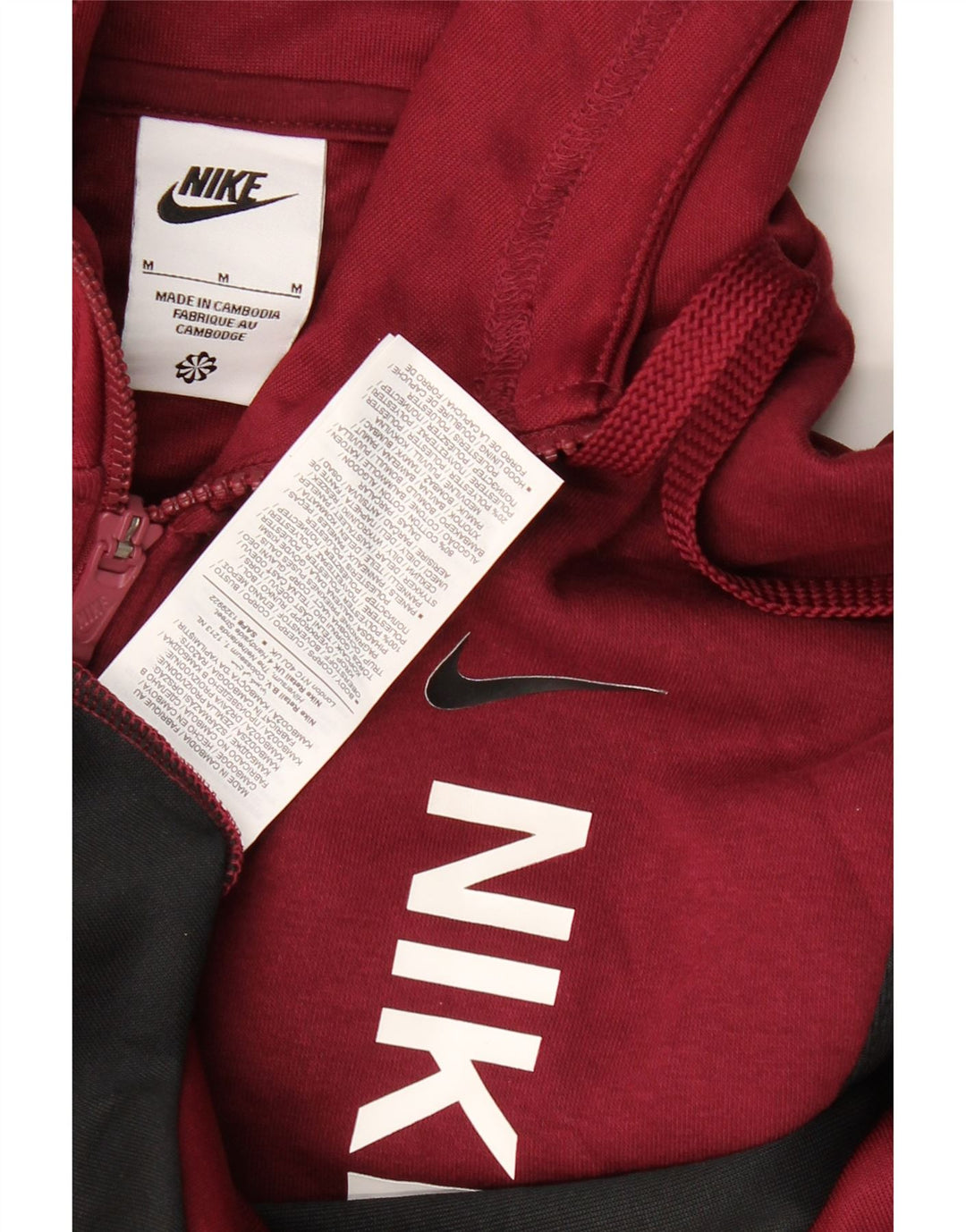 NIKE Felpa con cappuccio e zip grafica da uomo in poliestere color block bordeaux medio