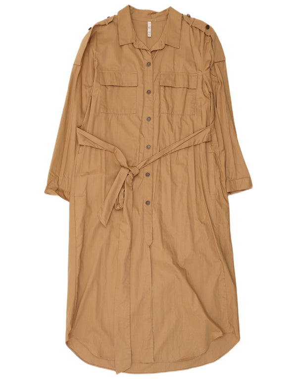 Abito camicia militare Trafaluc da donna Zara UK 14 Cotone beige medio