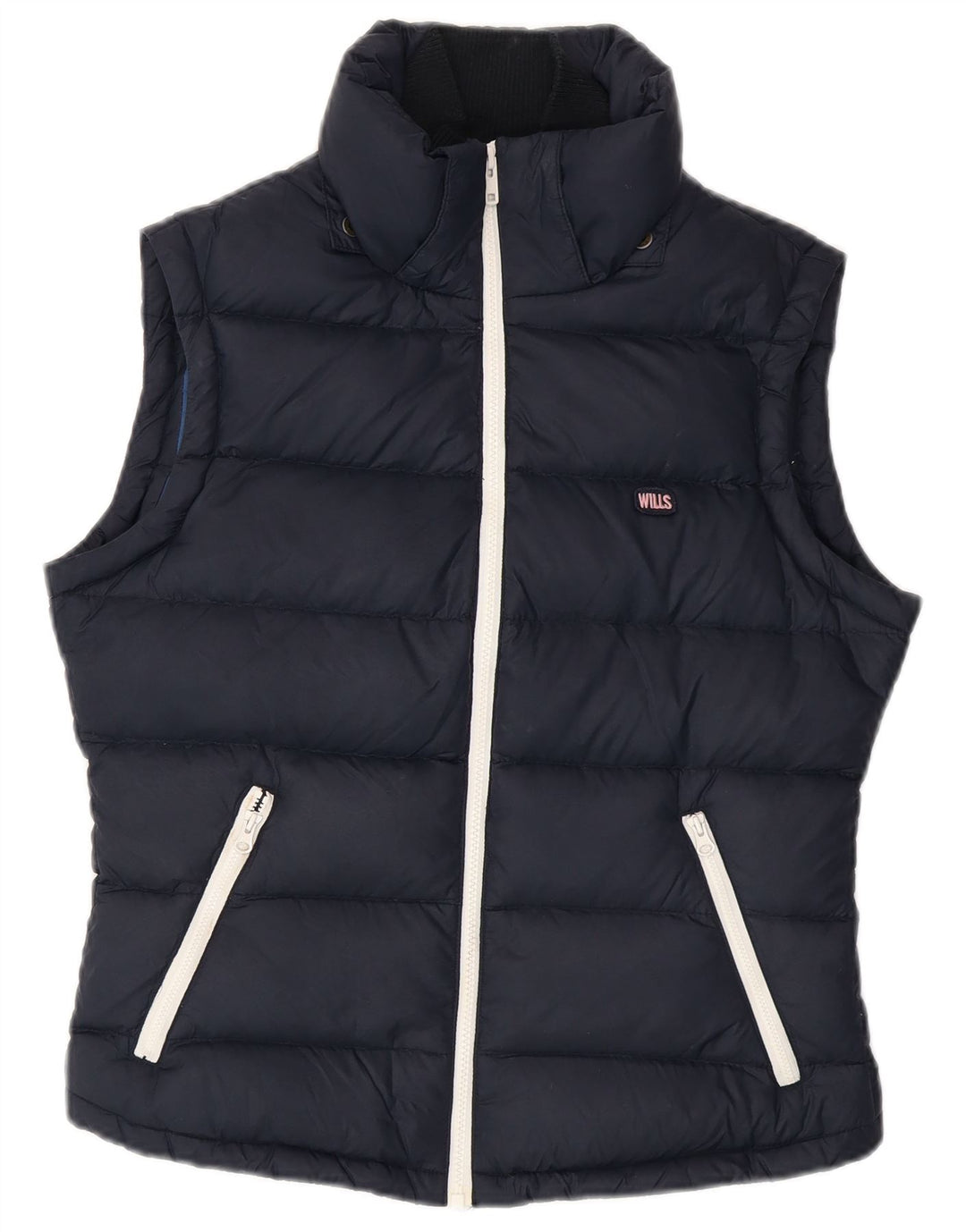 JACK WILLS Gilet imbottito oversize da donna UK 10 piccolo in nylon blu navy