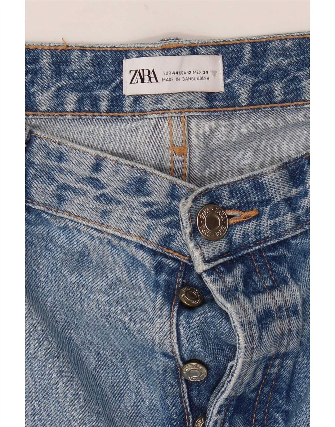 Jeans dritti invecchiati Zara da donna EU 44 Large W34 L32 Blu