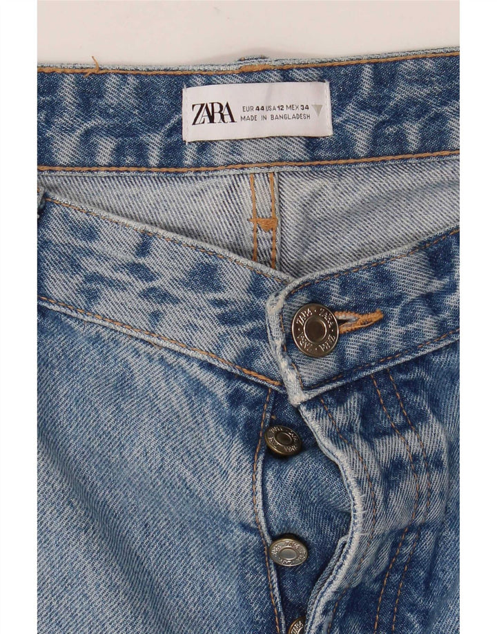 Jeans dritti invecchiati Zara da donna EU 44 Large W34 L32 Blu